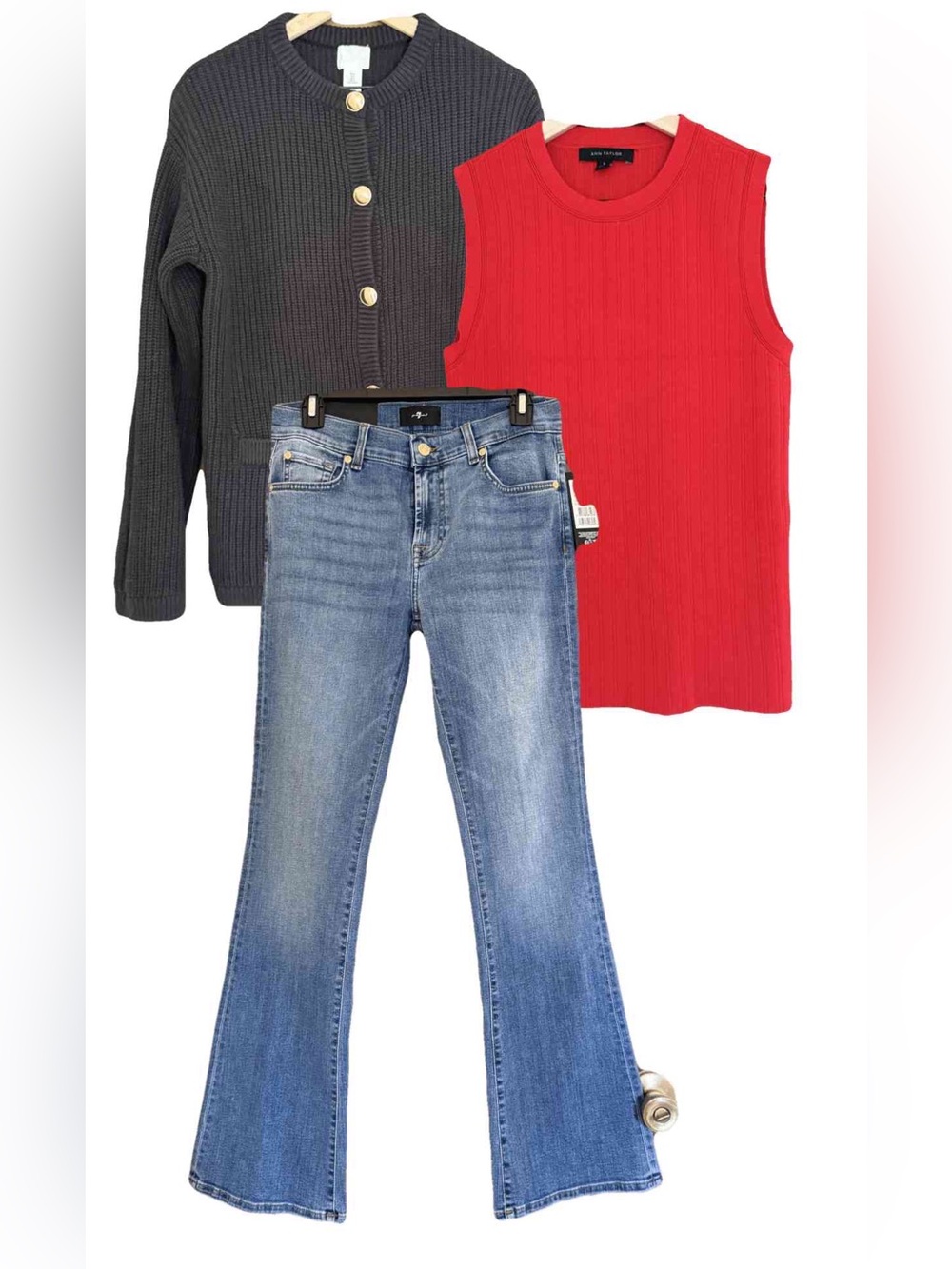NWT 7 For All Mankind Bootcut / Ann Taylor / H&M Outfit Bundle Preppy Classic